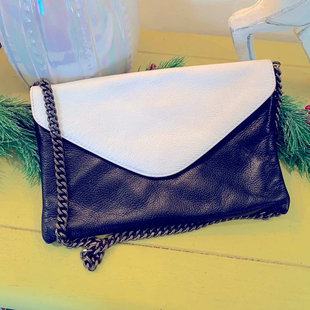 Black and white leather clutch, J.Crew!